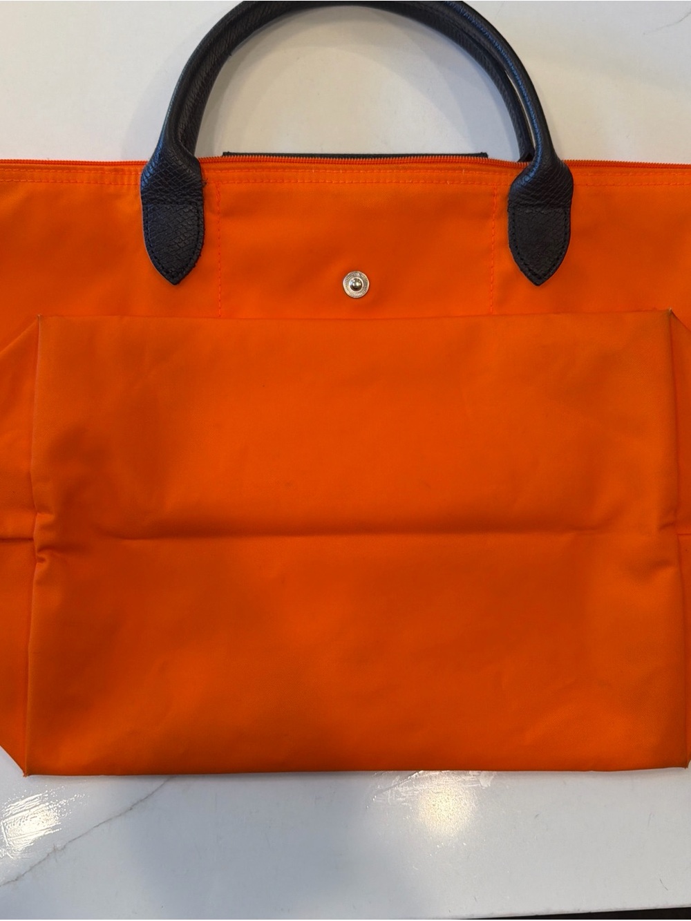 Longchamp Orange Tote with Black Trim and Handles - Picture 8 of 8